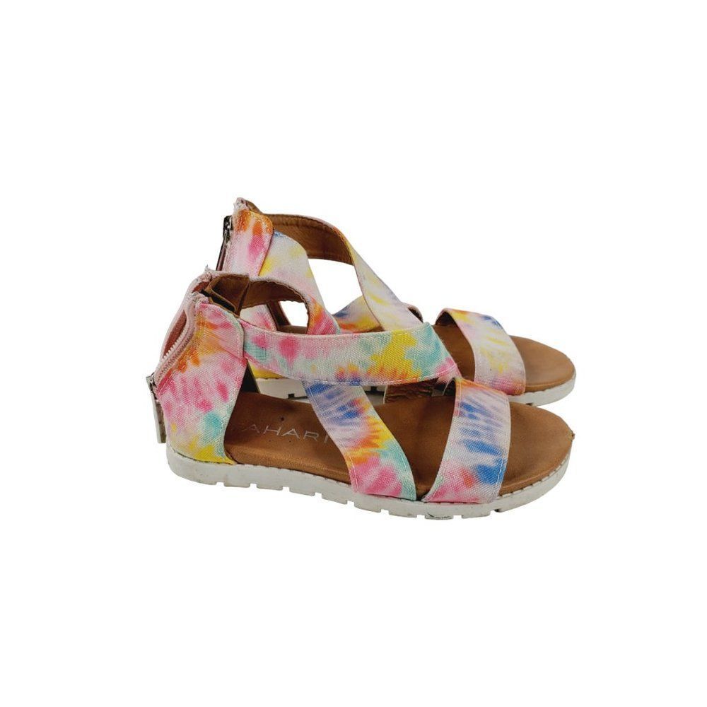 Tahari Girl's Multicolor Tie Dye Casual Back Zip Gladiator Sandal Size 10